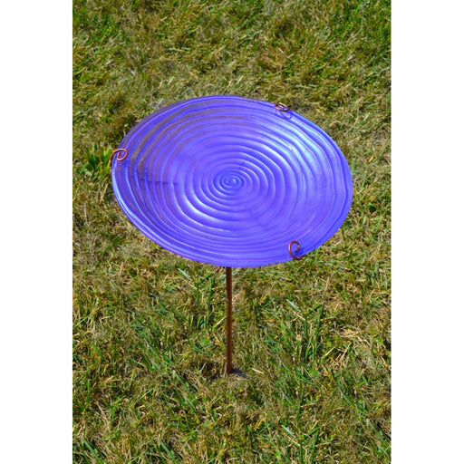 Purple Swirl Staked Birdbath