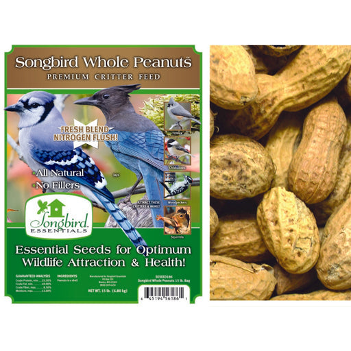 SONGBIRD WHOLE PEANUTS, 15 LB + FREIGHT