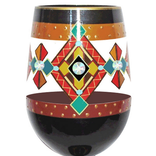 Stemless Wine Glass Black Southwest Bottom's Up