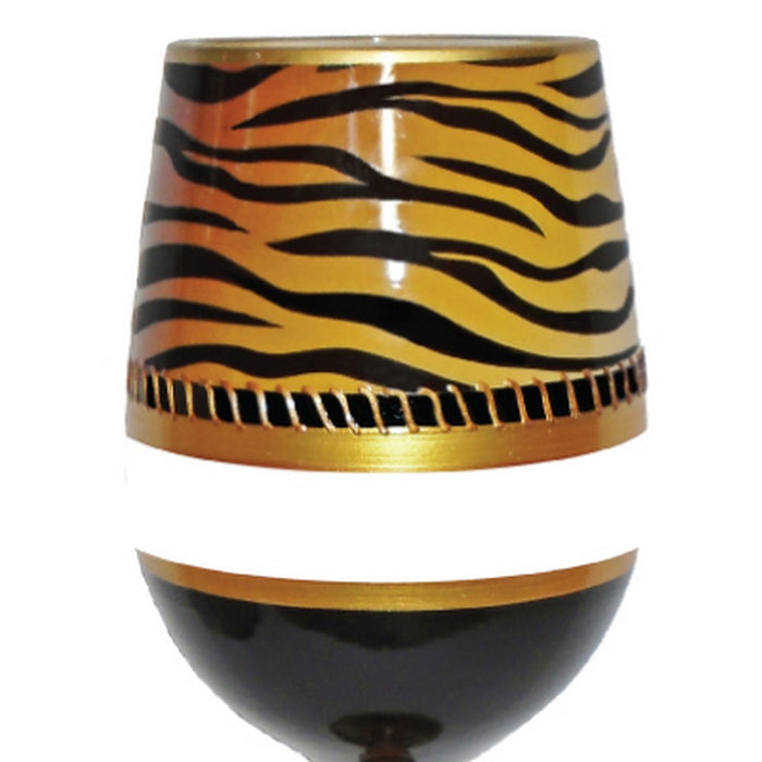 Stemless Wine Glass Deco Tiger Bottom's Up