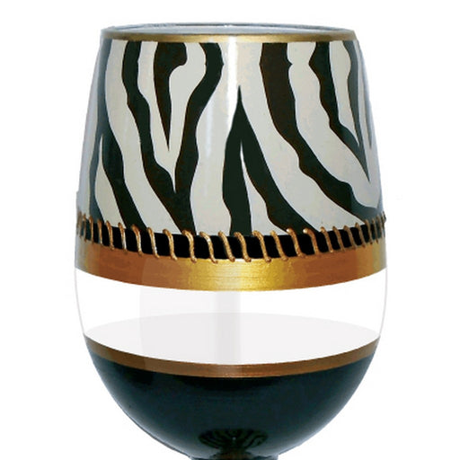 Stemless Wine Glass Deco Zebra Bottom's Up