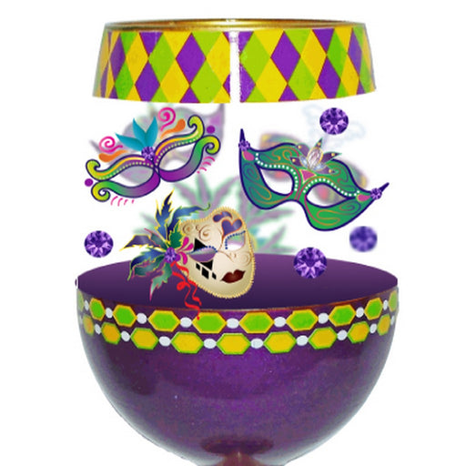 Stemless Wine Glass Mardi Gras Deux