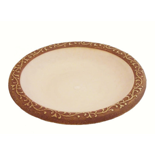 White Gloss Bird Bowl w/Brown Mat Rim