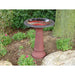 Red Fiber Clay Birdbath with Base