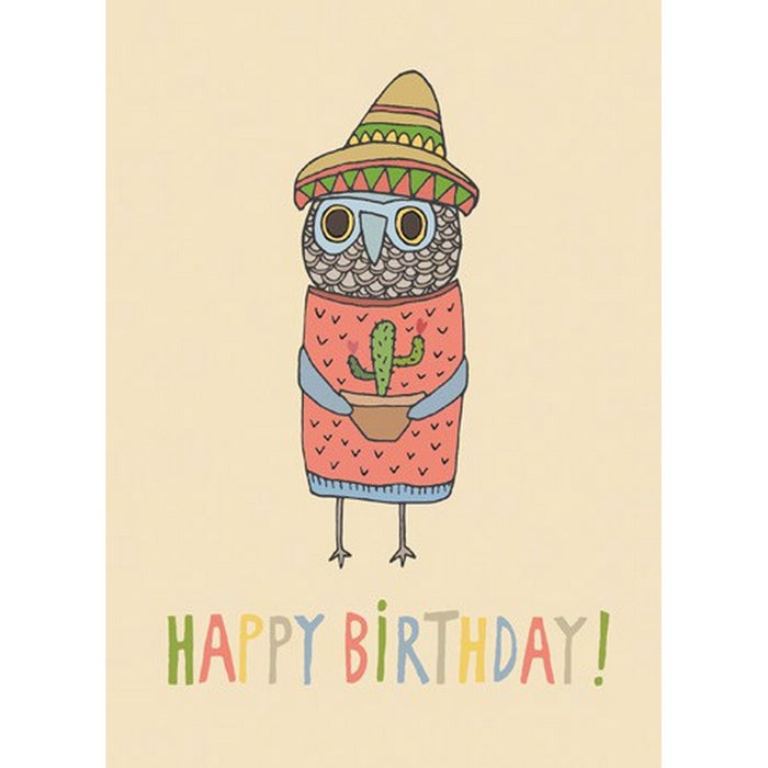 Owl & Cactus Birthday Blank
