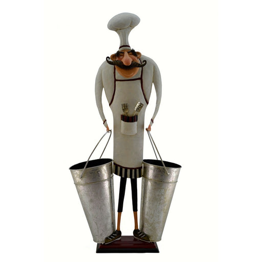 Chef with 2 Pails Wine Bottle Holder