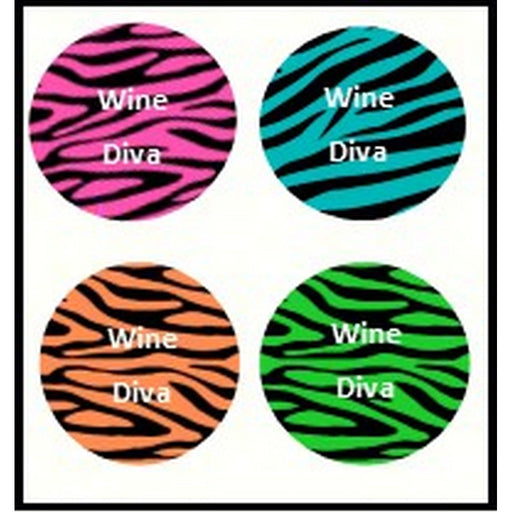 Zebra Wine Diva Magnetic Wine & Drink Charm Set