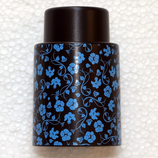 Vacuum Wine Stopper Floral Pattern Blue/Black