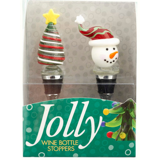 Bottle Stopper - Tree Yell. Star/Snowman - S/2 PVC