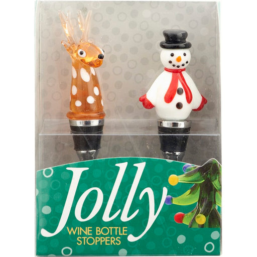 Bottle Stopper - Reindeer/Snowman - S/2 PVC