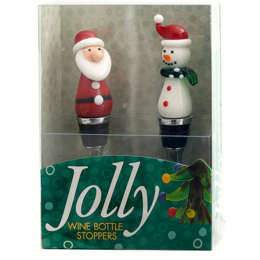 Bottle Stoppers - Santa and Snowman - S/2 PVC