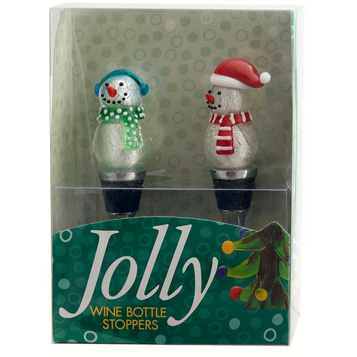 Bottle Stoppers - Silver Snowmen - S/2 PVC