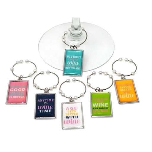 Funny Sayings Wine Charms S/6