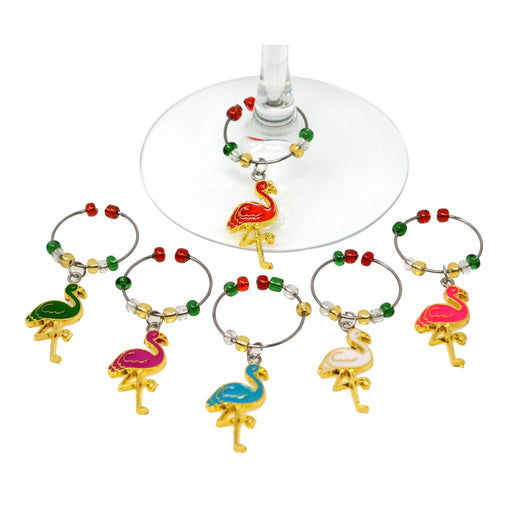 Flamingos Wine Charm Set S/6