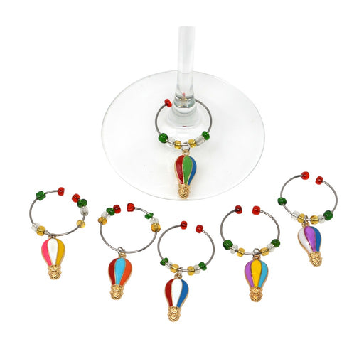 Hot Air Balloon Wine Charms S/6