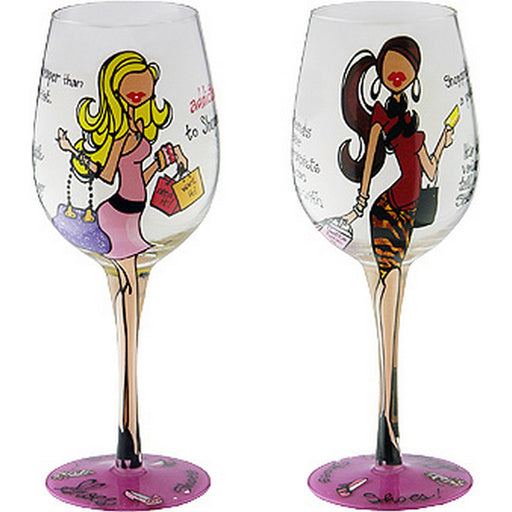 Wine Glass Addicted to Shopping