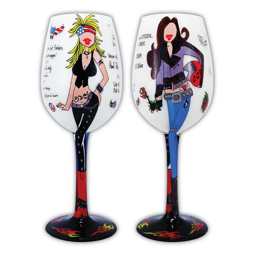 Wine Glass Biker Babes