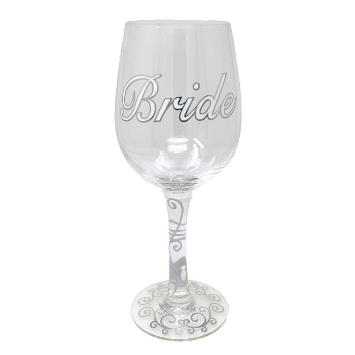 Bride Wine Glass with Clear Stem