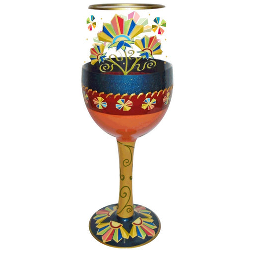 Wine Glass Deco Floral Bottom's Up