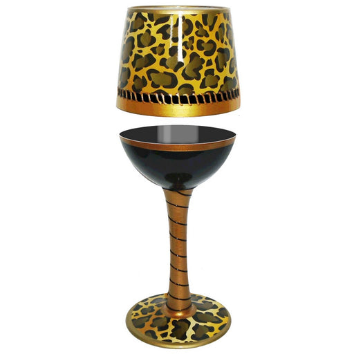 Wine Glass Deco Leopard Bottom's Up