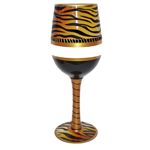 Wine Glass Deco Tiger Bottom's Up