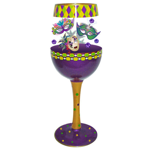 Wine Glass Mardi Gras Deux Bottom's Up