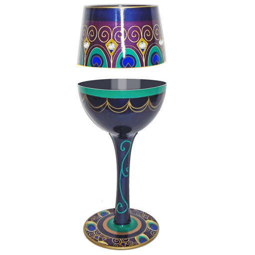 Wine Glass Peacock Bottom's Up