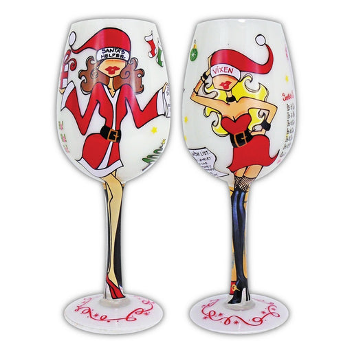 Wine Glass ""Santa's Helper""