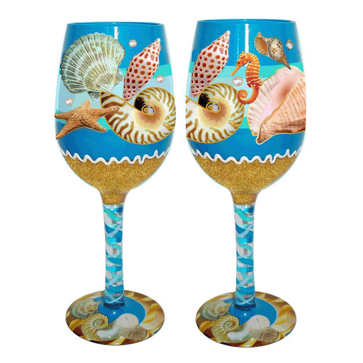 Wine Glass Seashore Bottom's Up