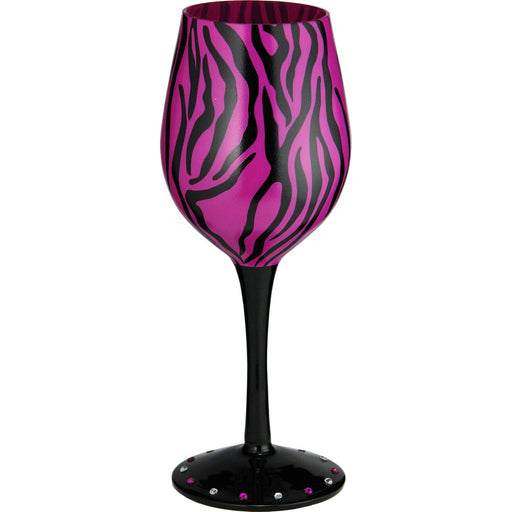 Wine Glass Zebra-Magenta