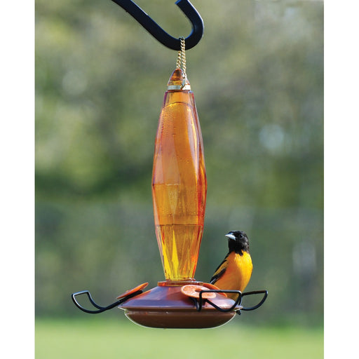 Oriole Feeder Cut Glass Amber