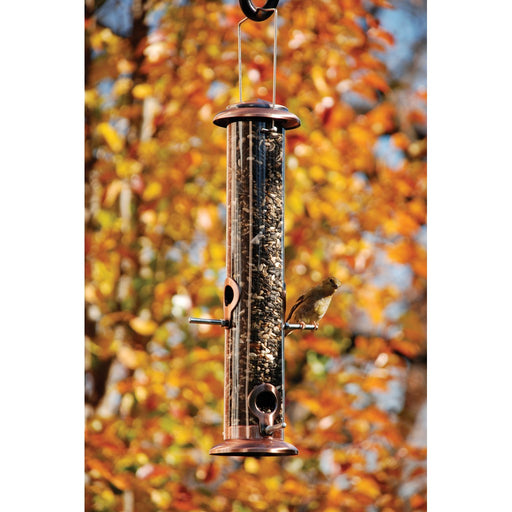 4 Port Brushed Copper 13.5 inch Tube Seed Feeder