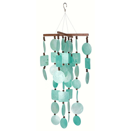Aqua Capiz Chime with Wooden Beads