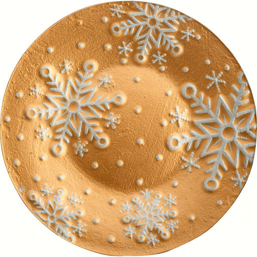 Platter- Gold Snowflakes - 12 in Round