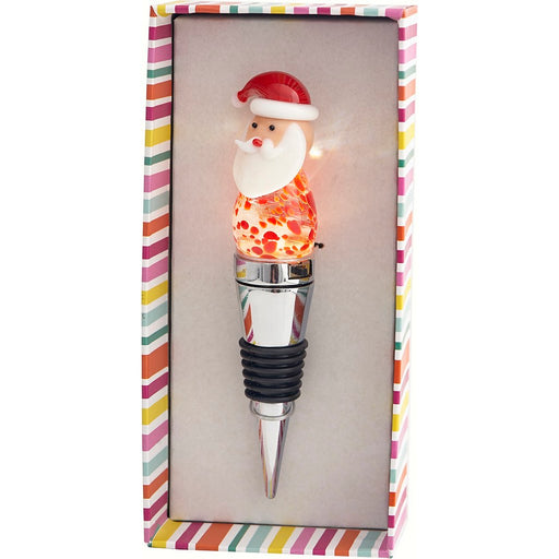 Santa Light Up Glass Bottle Stopper