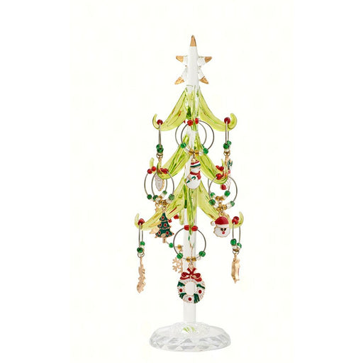 Tree - Green - 8 Inch with 12 Enamel Holiday Wine Charms GB