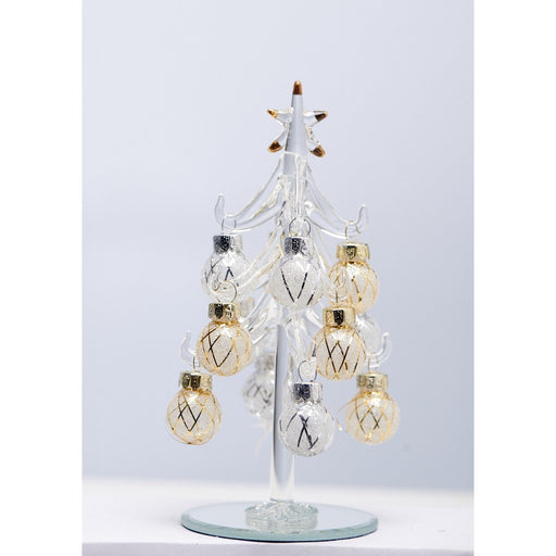 Tree - Clear - 6 Inch -  with Silver and Gold Ornaments GB