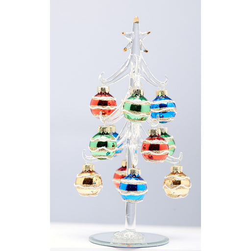 Tree - Clear - 8 Inch -  with Multi Color Ornaments GB