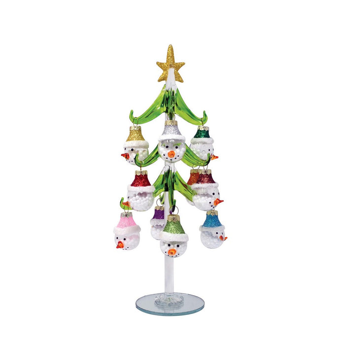 Tree - Green - Snowman with 12 ornaments - 10 inch GB