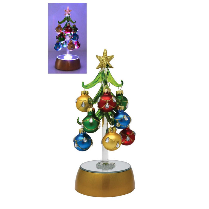 Tree - Light Up 6 inch with 12 Multi- Jeweled Color Ornaments Gift Box