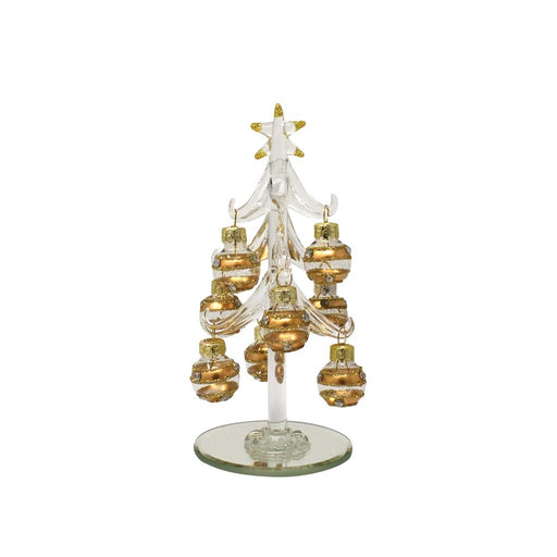 Tree - Clear with 9 Champagne Colored Ornaments - 6 inch PVC