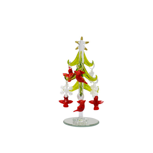 Tree - Green - with 9 ornaments Cardinal & Snowflake 6 inch GB