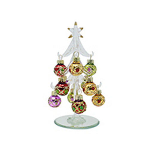 Clear Tree with Red, Green, Gold, Purple 6 inch with 12 ornaments GB