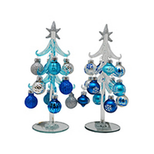 Blue and Clear Trees Blue and Silver with 12 Ornaments 8 inch PVC MUST ORDER IN 2s