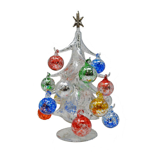 Argento Lucido 25cm Glass Tree with16+1 Ornaments GB
