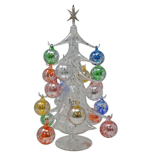 Argento Lucido 40cm Glass Tree with18+1 Ornaments GB
