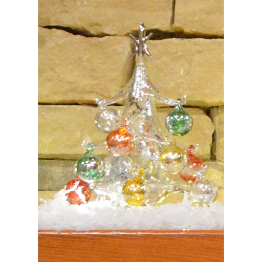 Argento Lucido Luminosa 20cm Glass Tree with12+1 Ornaments GB