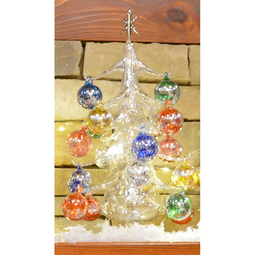 Argento Lucido Luminosa 40cm Glass Tree with18+1 Ornaments GB