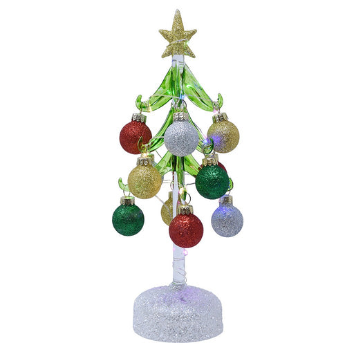 10" Green LED Tree with Traditional Ornaments