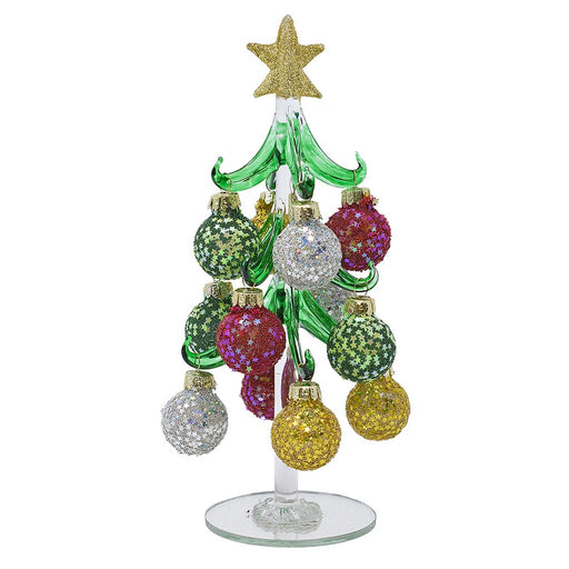 8" Tree with Glitter and Star Sequin Ornaments